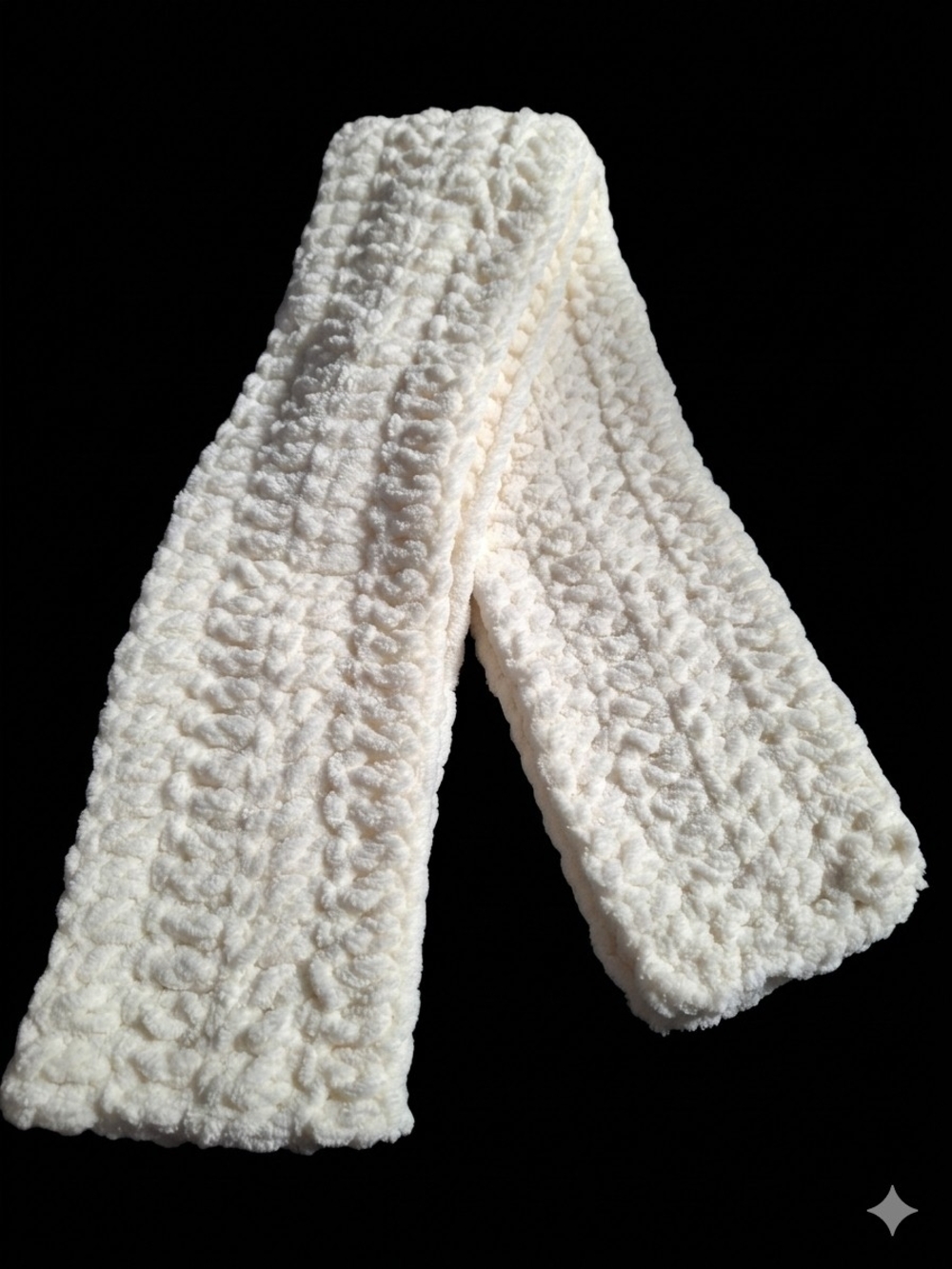 Cozy Cream Crochet Knit Scarf - Women's Accessory